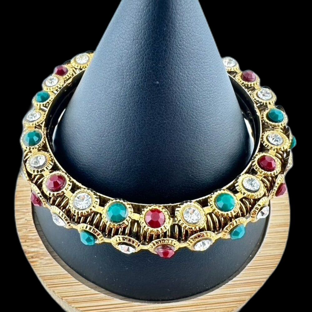 Indian Bollywood Style Gold Tone Bangle Bracelet Ethnic Wedding Jewelry 7"